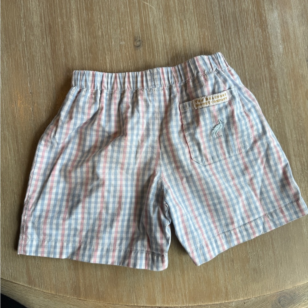 The Beaufort Bonnet Company Pastel Pink and Light Blue Check Shorts